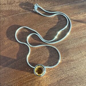 Elegant Sterling Silver Necklace with Orange Tourmaline & Sterling Pendant